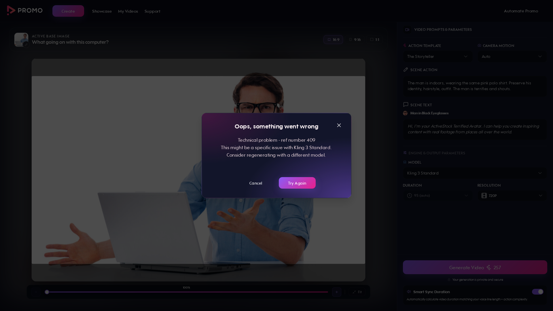 Test failure screenshot